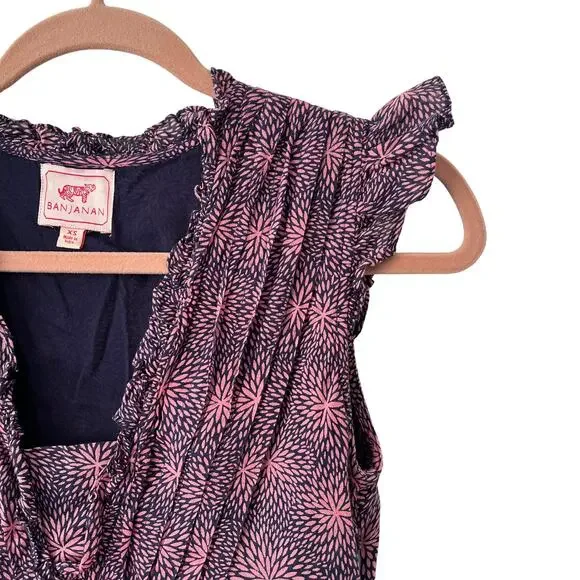 Banjanan Constance Ruffled Maxi Dress XS Floral Cotton Block Print India - Picture 7 of 12